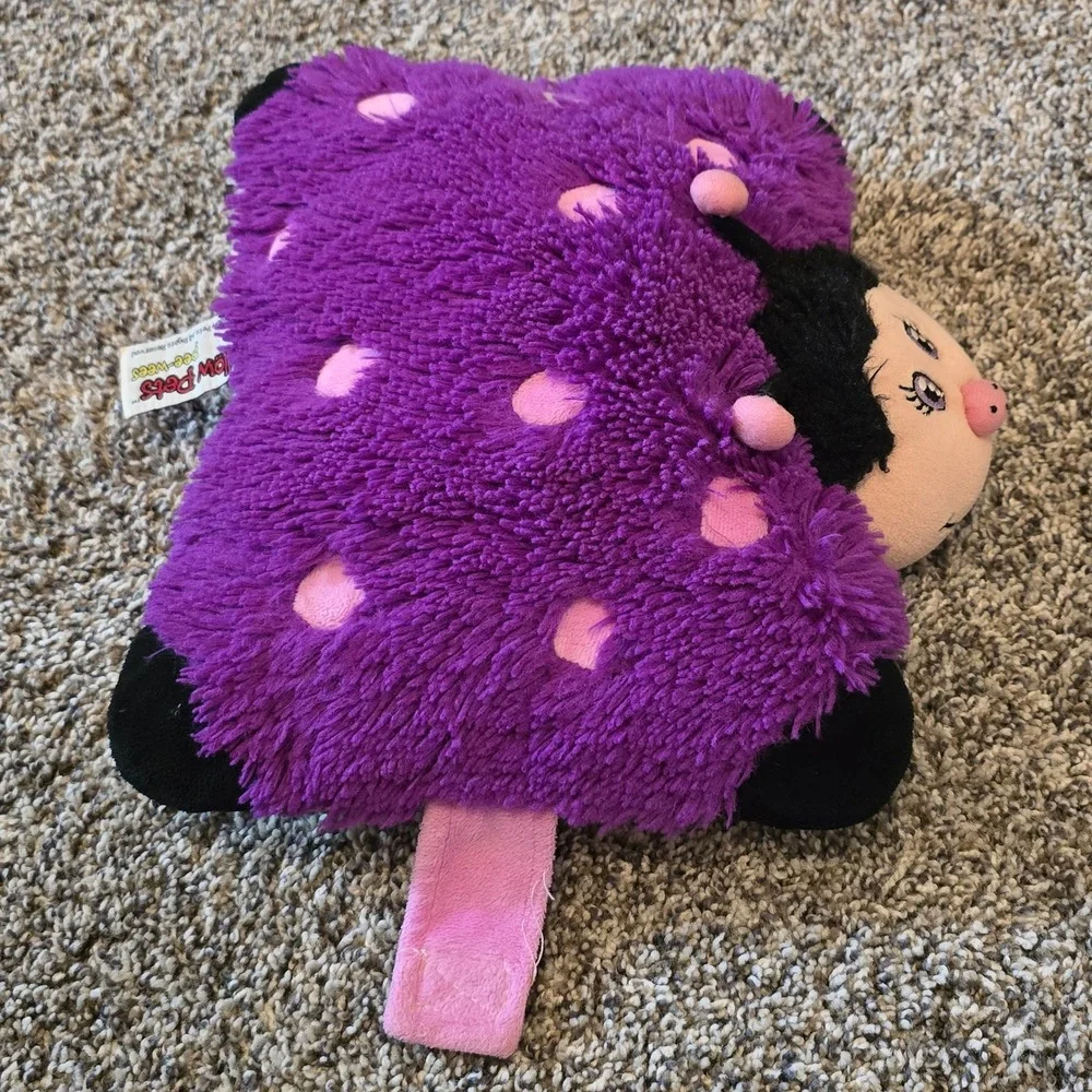 Pillow Pets Pee-Wees 2010‎ Ladybug Plush Purple Pink Polka Dot Small Limited Ed